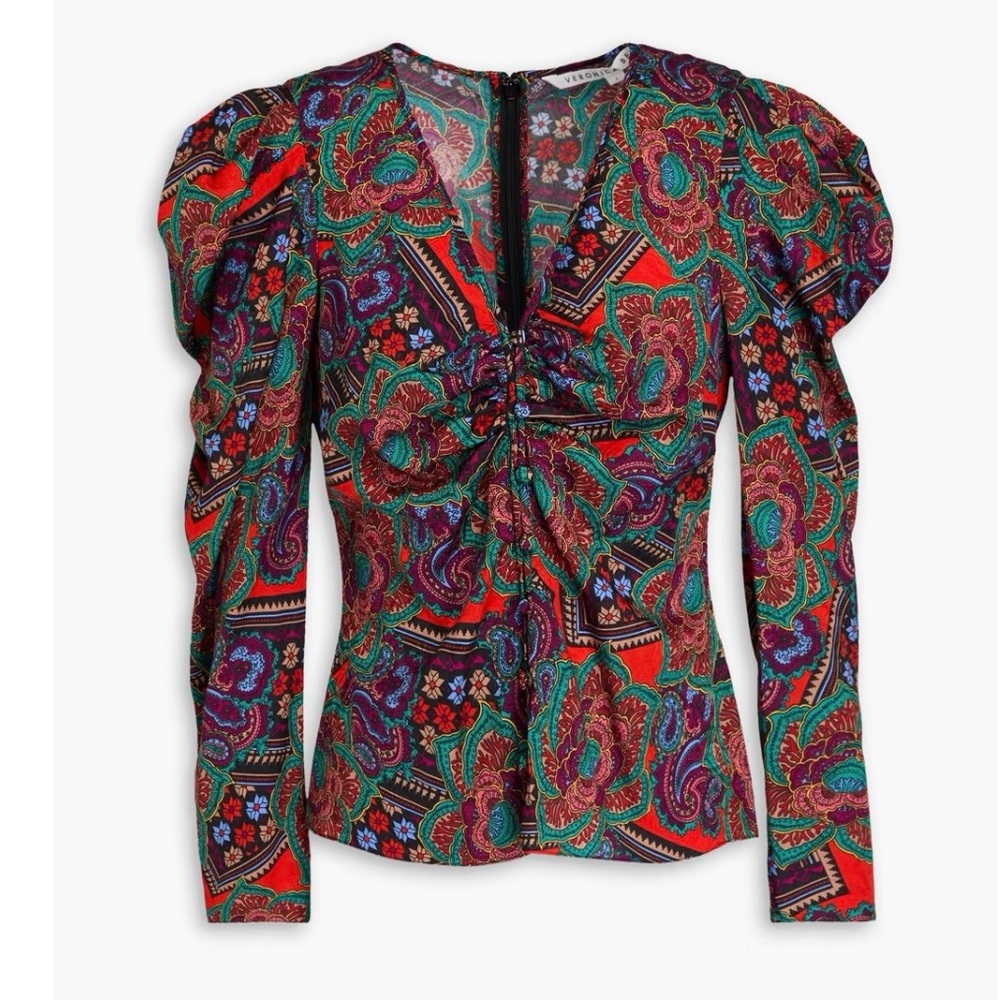 VERONICA BEARD Simmons Paisley-Print Silk-Blend Jacquard Blouse- Size 6- NWOT!